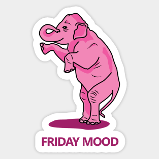 Pink elephant friday mood Sticker